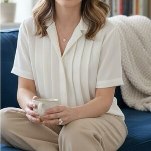 LAURA MAE. Elegant Cream Women's Blouse